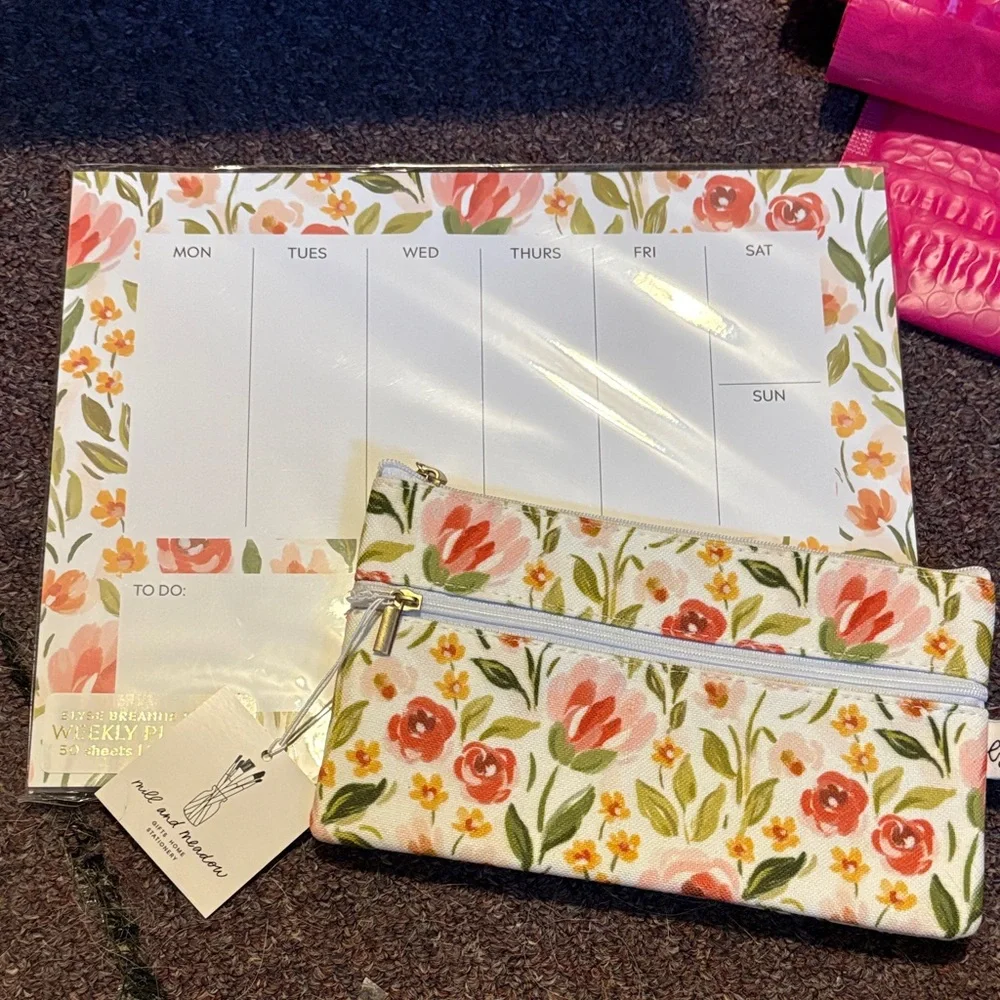 Floral Weekly Planner and Pouch Set